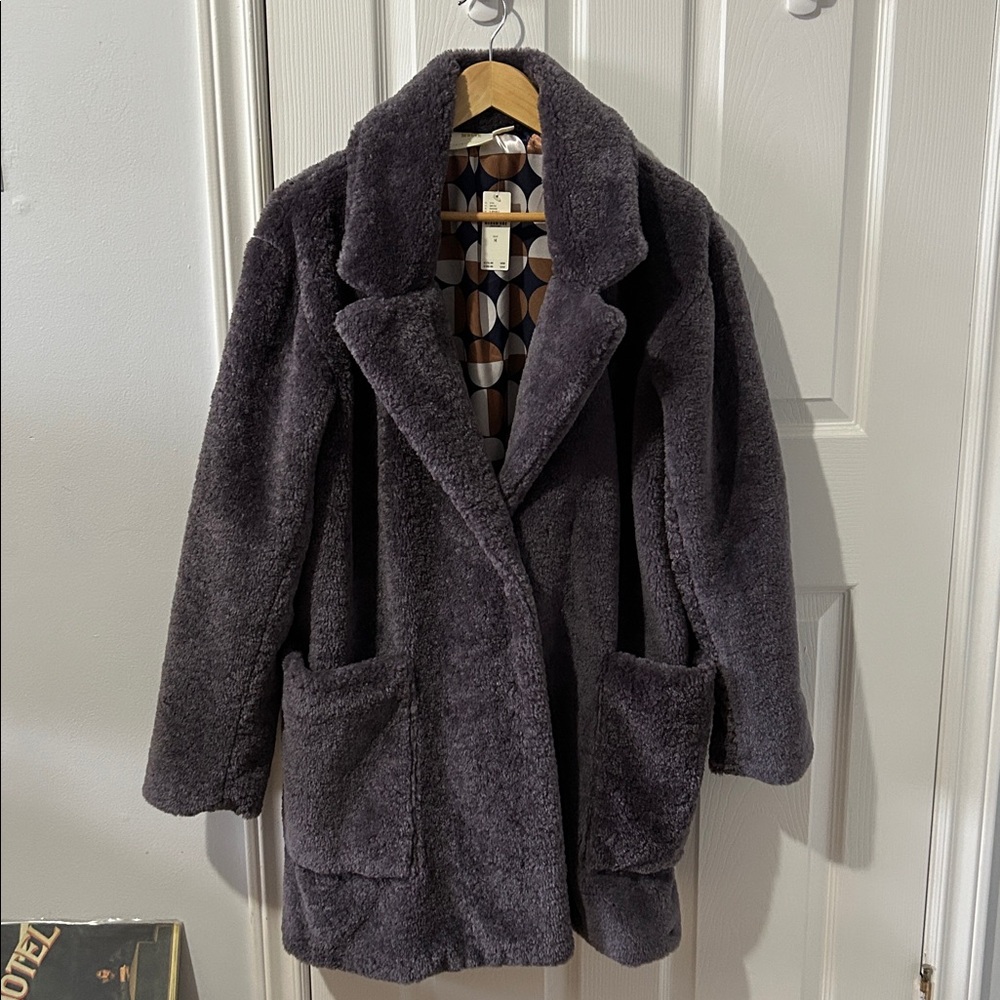 Anthropologie Purple Faux Fur Teddy Jacket - Picture 3 of 10